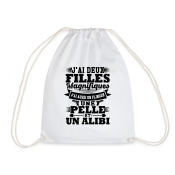 J'ai deux filles magnifiques, flingue pelle alibi - Sac de sport léger - blanc - Devant