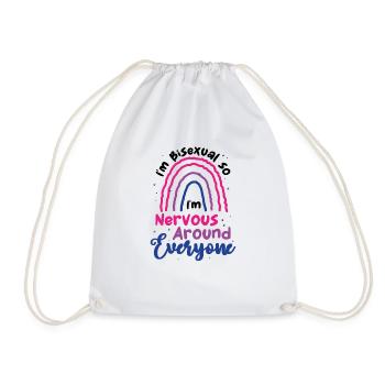 LGBTQ Pride Bisexual Nervous Around Everyone - Drawstring Bag - white - Front