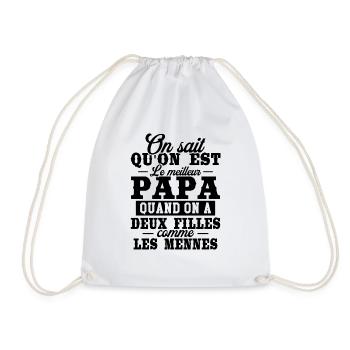 Qu'on est le meilleur papa quand on a deux filles - Sac de sport léger - blanc - Devant