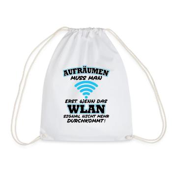 Aufräumen erst wenn das Wlan nicht mehr durchkommt - Turnbeutel - Weiß - Vorne