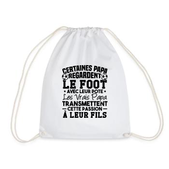 Papa transmettent cette passion foot à leur fils - Sac de sport léger - blanc - Devant