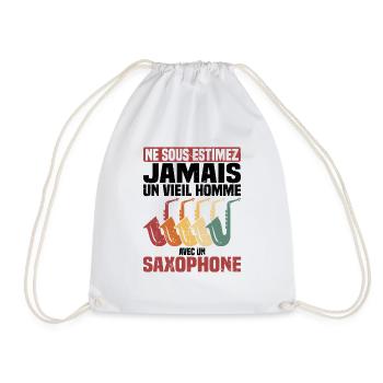 Un vieil homme avec un saxophone - Sac de sport léger - blanc - Devant