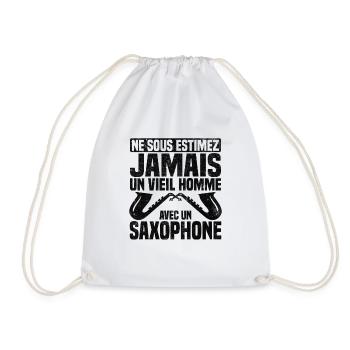 Un vieil homme avec un saxophone - Sac de sport léger - blanc - Devant