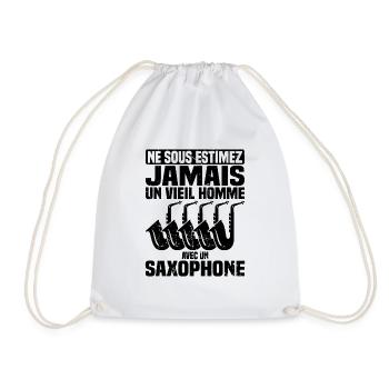 Un vieil homme avec un saxophone - Sac de sport léger - blanc - Devant