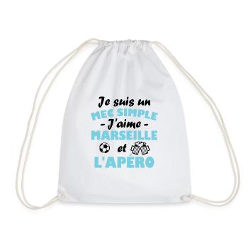 Je suis un mec simple j aime marseille et l apéro - Sac de sport léger - blanc - Devant