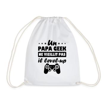 Un papa geek ne vieillit pas il level up - Sac de sport léger - blanc - Devant