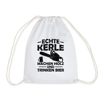 Echte kerle machen holz und trinken bier - Turnbeutel - Weiß - Vorne