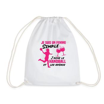 Un femme simple j aime le handball at les apéros - Sac de sport léger - blanc - Devant