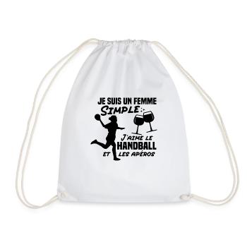 Un femme simple j aime le handball at les apéros - Sac de sport léger - blanc - Devant