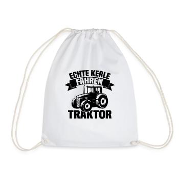 Echte Kerle fahren Traktor - Turnbeutel - Weiß - Vorne