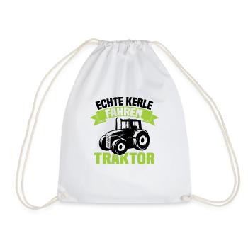 Echte Kerle fahren Traktor - Turnbeutel - Weiß - Vorne