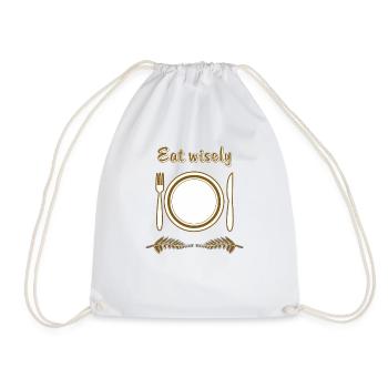 TELLER BESTECK Eat wisely - Turnbeutel - Weiß - Vorne