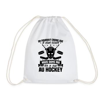 Dans ma tête je joue au hockey - Sac de sport léger - blanc - Devant
