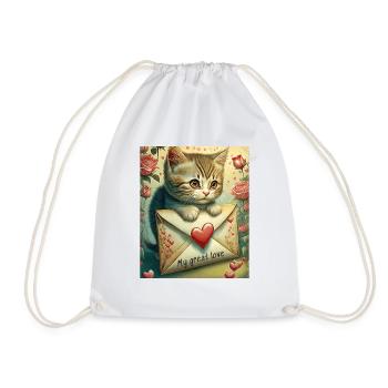 LETTRE CHAT DE LA SAINT-VALENTIN Mon grand amour - Sac de sport léger - blanc - Devant