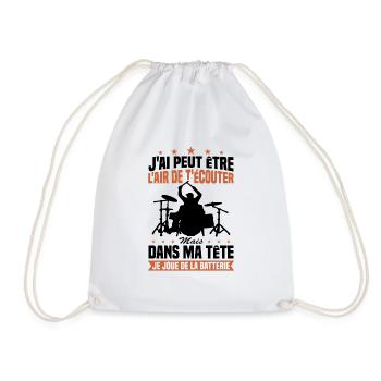 In my head I'm playing drums - Drawstring Bag - white - Front