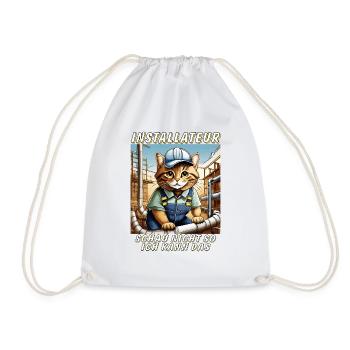 CAT INSTALLER - Drawstring Bag - white - Front