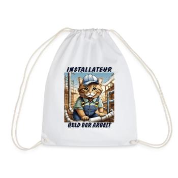 CAT INSTALLER - Drawstring Bag - white - Front