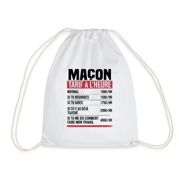 Maçon tarif à l'heure idée cadeau humour - Sac de sport léger - blanc - Devant