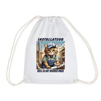 CAT INSTALLER - Drawstring Bag - white - Front