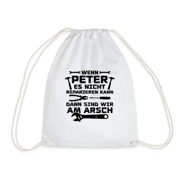 If Peter can't fix it - Drawstring Bag - white - Front