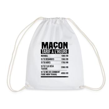 Maçon tarif à l'heure idée cadeau humour - Sac de sport léger - blanc - Devant
