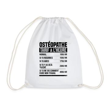 Osteopath hourly rate gift idea humor - Drawstring Bag - white - Front