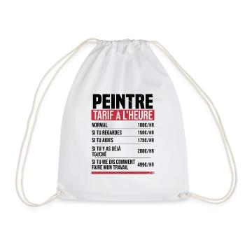 Peintre tarif à l'heure idée cadeau humour - Sac de sport léger - blanc - Devant