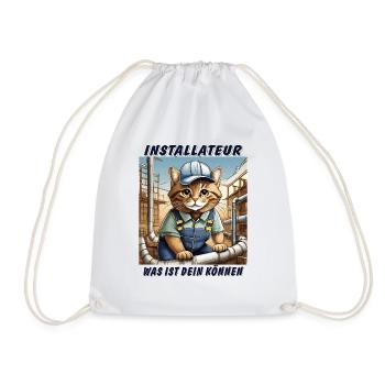 CAT INSTALLER - Drawstring Bag - white - Front