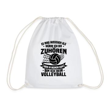In my head I'm playing volleyball - Drawstring Bag - white - Front