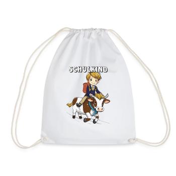 SCHOOLCHILD COW - Drawstring Bag - white - Front