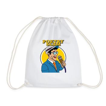 MAN MICROPHONE POETRY SLAM - Drawstring Bag - white - Front