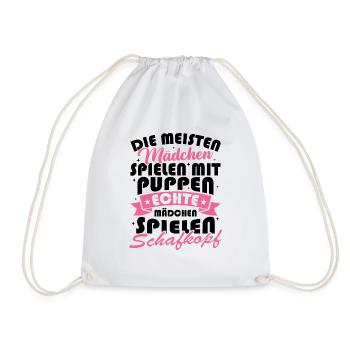 Real Girls Playing Sheep Head Sheep Heads - Drawstring Bag - white - Front