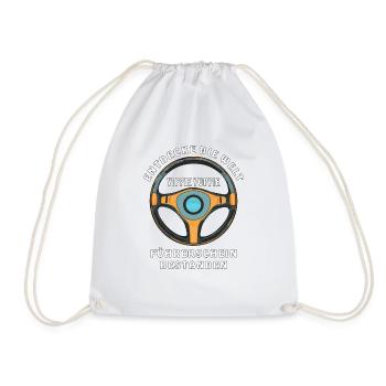 STEERING WHEEL DISCOVER THE WORLD DRIVER'S LICENSE PASSED - Drawstring Bag - white - Front