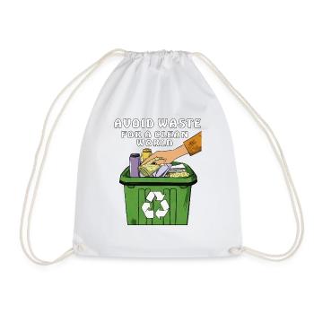 MÜLLTONNE AVOID WASTE FOR A CLEAN WORLD - Drawstring Bag - white - Front