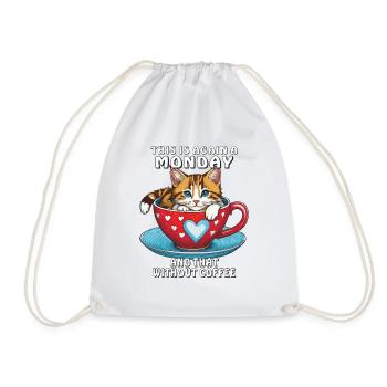MONDAY AND THAT WITHOUT COFFEE - Drawstring Bag - white - Front