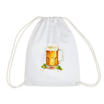 Frosty beer in a jug with hops and barley - Drawstring Bag - white - Front