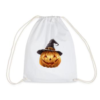 Spooky pumpkin with witch hat - Drawstring Bag - white - Front