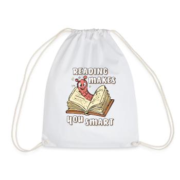 BOOK WORM READING MAKES YOU SMART - Drawstring Bag - white - Front