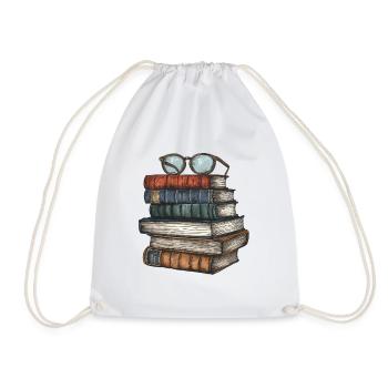 Pile de livres classiques avec des lunettes dessus - Sac de sport léger - blanc - Devant