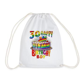 CAKE 30 HAPPY BIRTHGAY BOY - Drawstring Bag - white - Front