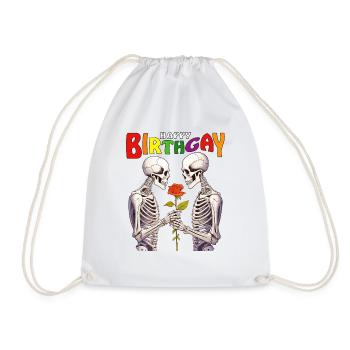 SKELETON HAPPY BIRTHGAY - Drawstring Bag - white - Front