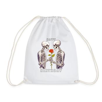 SKELETON HAPPY BIRTHDAY - Drawstring Bag - white - Front