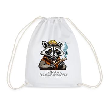 WASCHBÄR JOINT THANKFUL SMOKING RACCOON - Drawstring Bag - white - Front