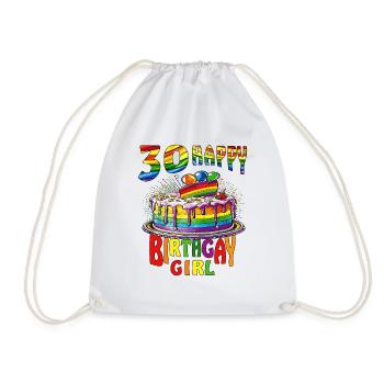 TORTE 30 HAPPY BIRTHGAY GIRL - Drawstring Bag - white - Front