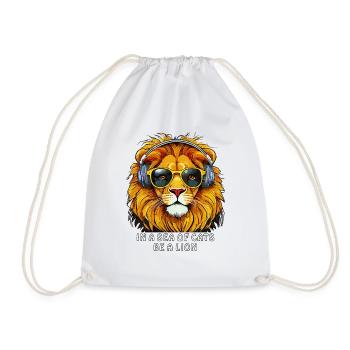 IN A SEA OF CATS BE A LION - Drawstring Bag - white - Front