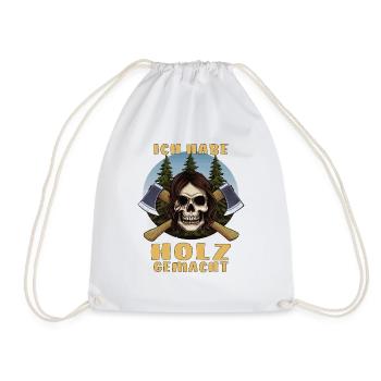 SKULL AXE I MADE WOOD - Drawstring Bag - white - Front