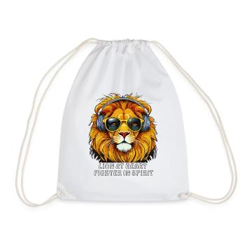 LION AT HEART FIGHTER IN SPIRIT - Drawstring Bag - white - Front