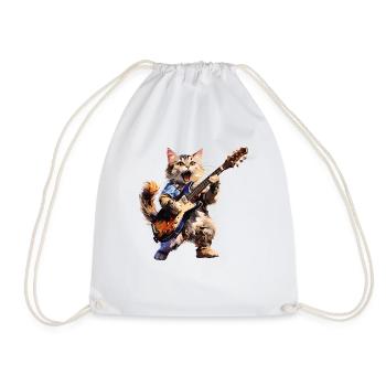 CAT GUITAR - Drawstring Bag - white - Front