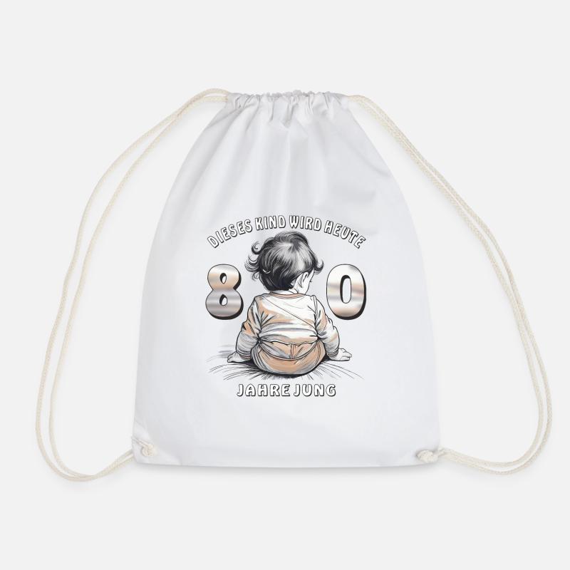 CHILD 80TH BIRTHDAY - Drawstring Bag - white