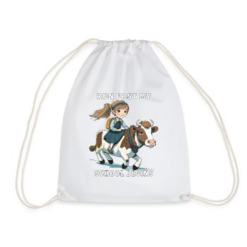 FILLE VACHE COURS VITE MON ÉCOLE COMMENCE - Sac de sport léger - blanc - Devant